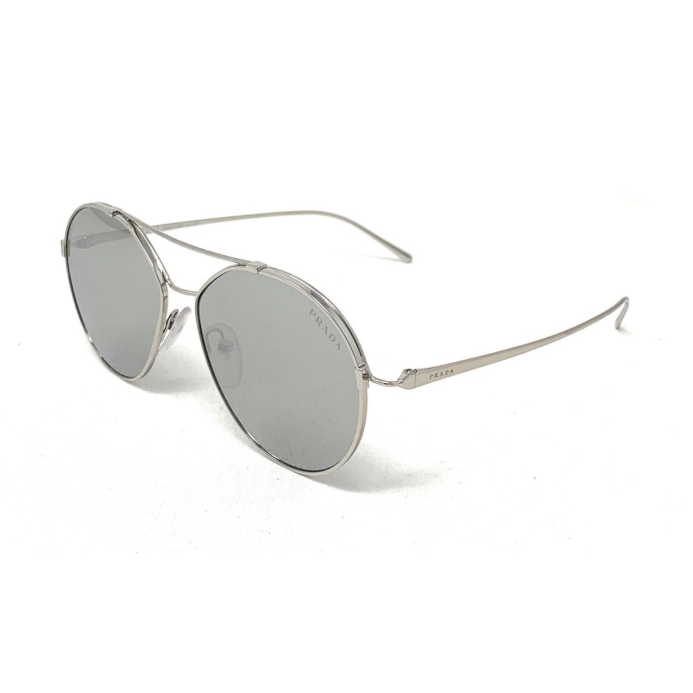 PRADA Unisex Round Sunglasses SPR 56U 1BC-2B0 Grey Silver Mirror 55mm